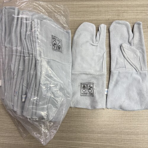 中船集团江南船厂电焊师傅专用三指长款防烫隔热耐磨电焊手套诺明