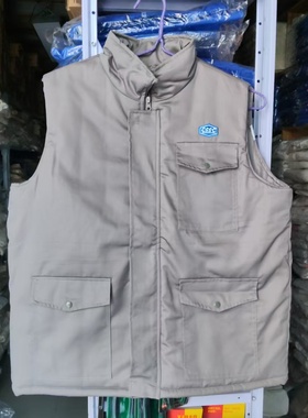 灰色棉马甲老款大口袋冬季江南造船沪东外高桥中船CSSC船厂耐脏