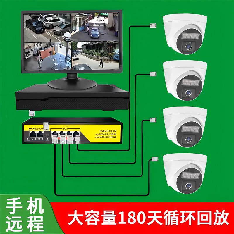 监视器全套设备配件家庭超市整套系统大容量硬碟录影机摄像头