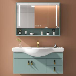 大肚盆浴室柜组合橡木窄边一体陶瓷盆洗漱6/72/82/92/102/122公分