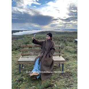 百搭 曦曦子 高级感时尚 2025ss.棕色毛呢外套 w5088 人生大衣