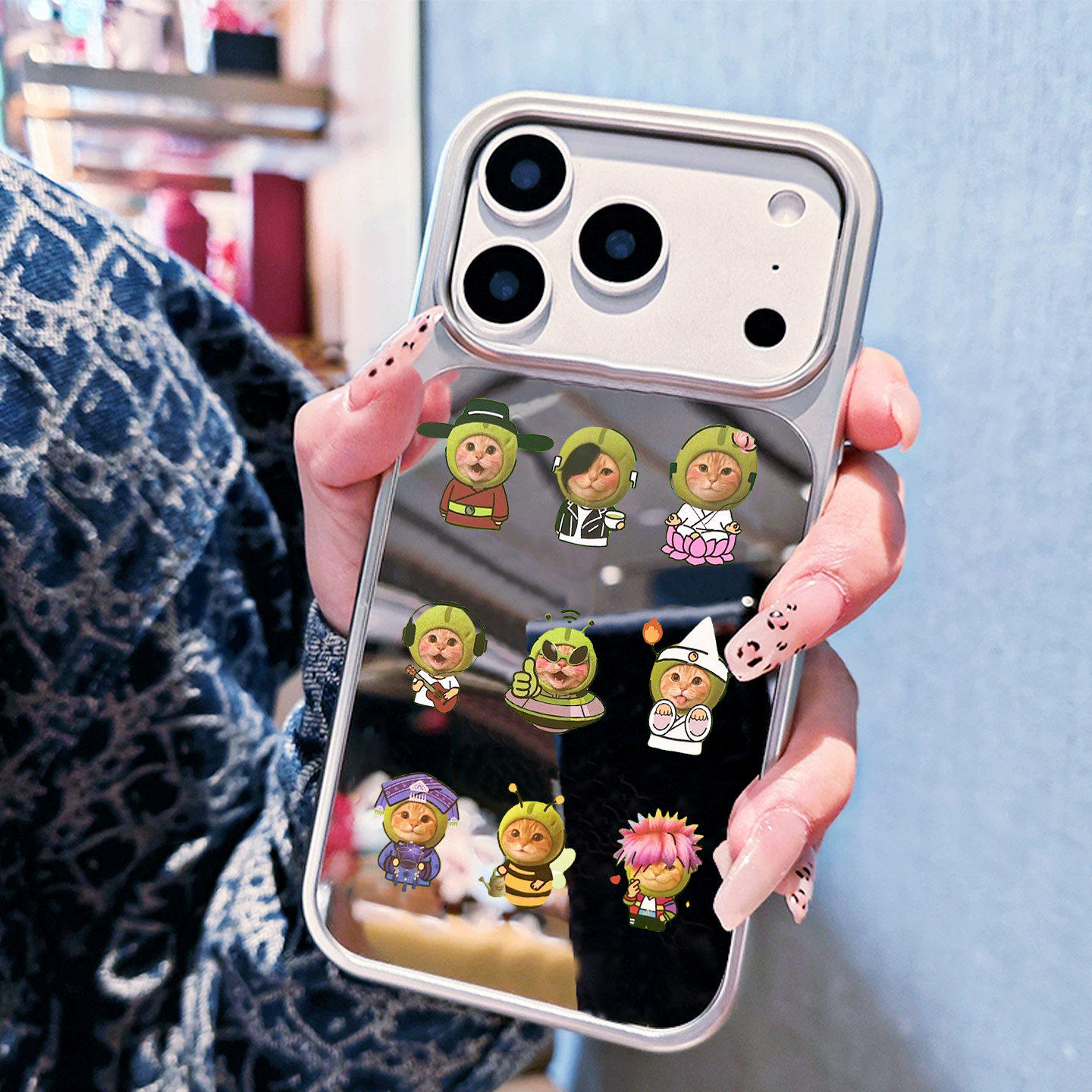 哈基米镜面手机保护壳适用苹果17promax华为mate/puar90创意80iphone15/16补妆小米13应援nova12搞笑荣耀500