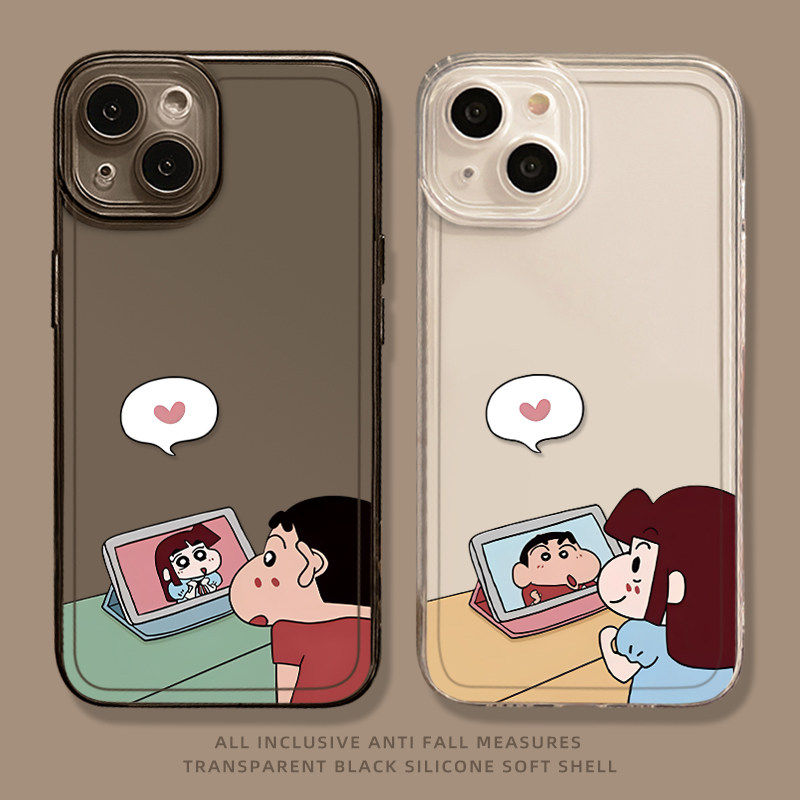 视频蜡笔小新适用iphone16情侣17手机壳15promax华为pura70男mate60小米14红米k70苹果13nova12荣耀oppo/vivo