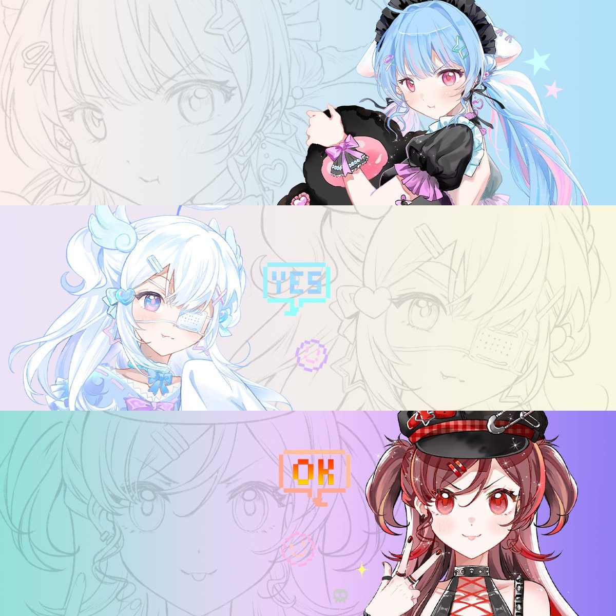 星见夏空LETECIEL 厄恋少女系列亚克力立牌 夏空可可薇薇鲨鱼乐队