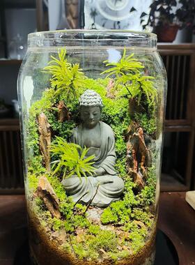 鱼缸水族造景孙悟空摆件佛像佛头中式禅意假山花园盆景微景观装饰