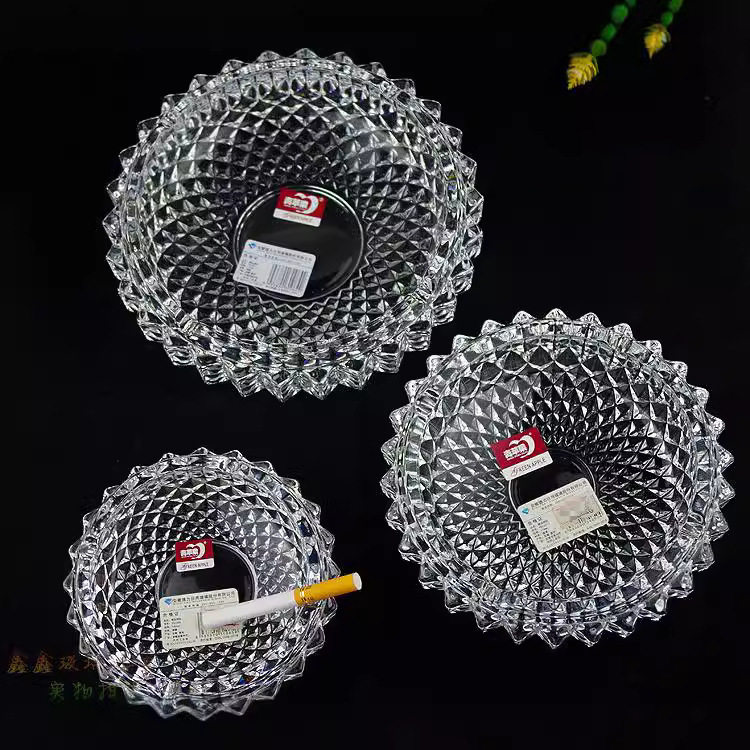 创意金色超大号水晶玻璃烟灰缸客厅办公室KTV酒吧欧式烟缸盅圆形