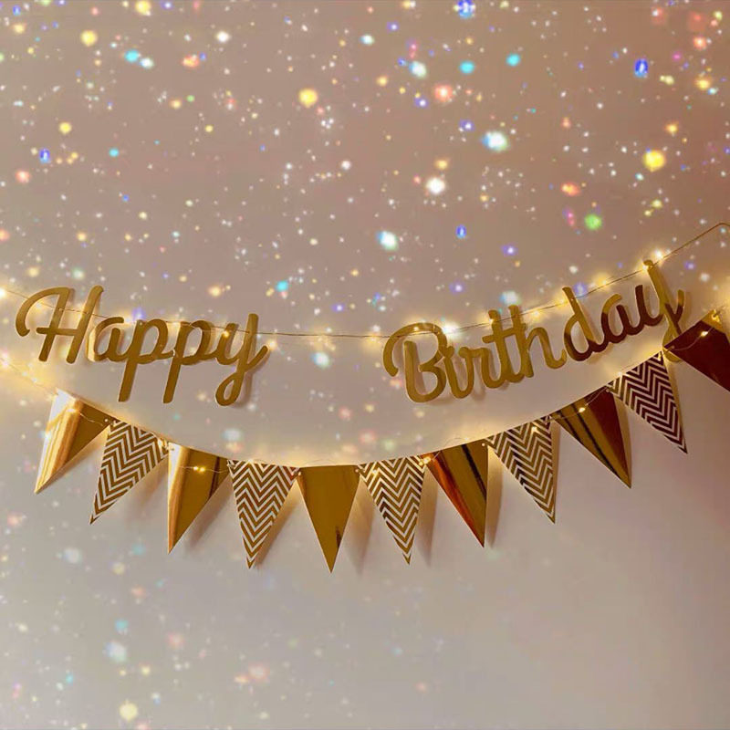 生日快乐挂旗happybirthday拉旗小彩旗挂饰男女童派对布置装饰品