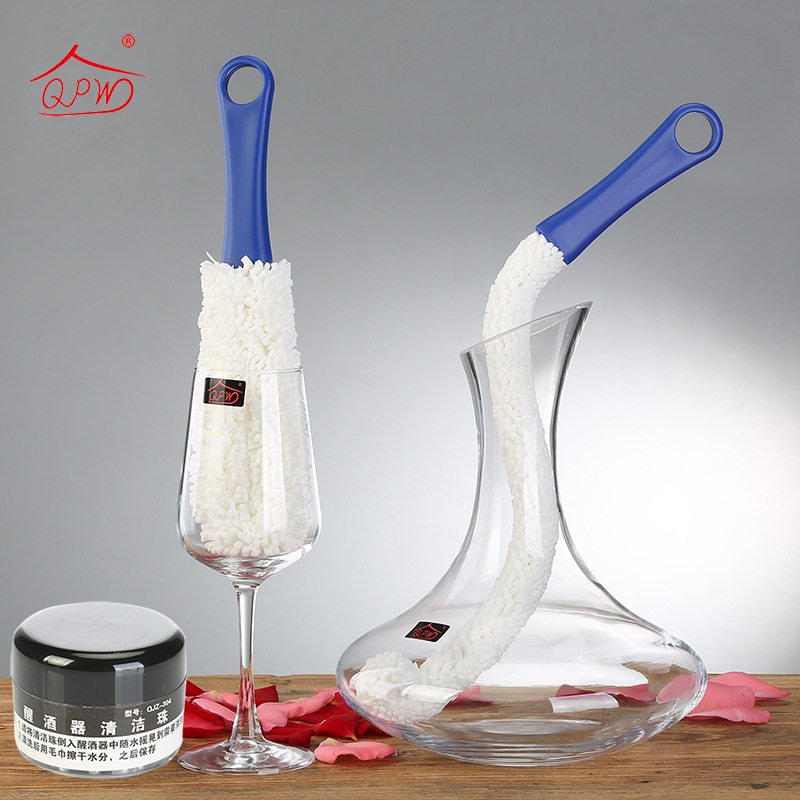 多功能洗醒酒器刷子玻璃杯刷子酒具酒瓶清洁刷子红酒杯刷子可弯曲