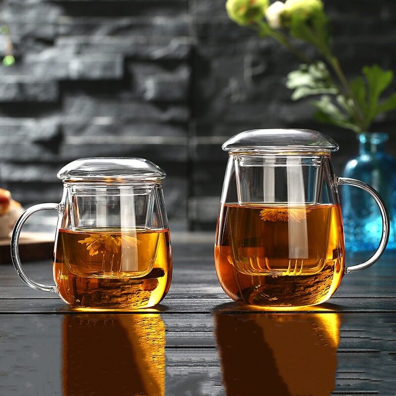 【清仓1-4个装】玻璃杯女办公室花茶杯男女家用泡茶杯子380ml水杯