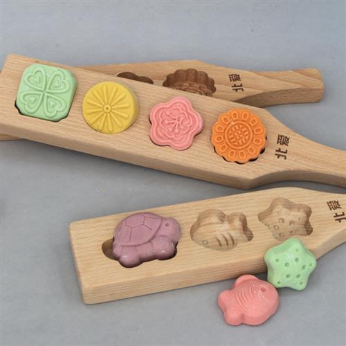 木质月饼模冰皮绿豆糕中秋模具模子手工馒头大号老式家用模型印具