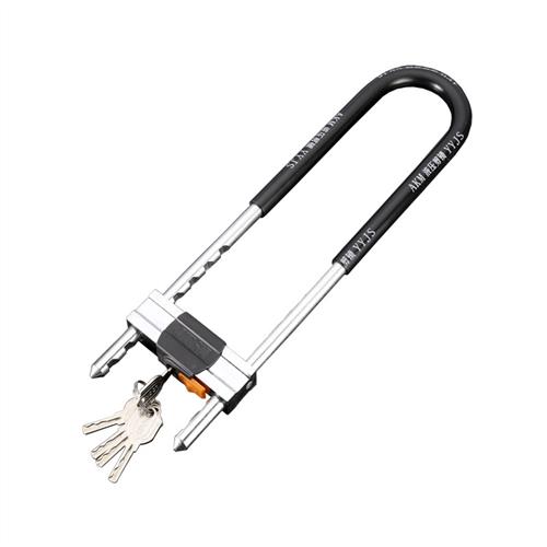 防盗u型双开门插锁大门锁玻璃门锁拉手锁家用锁具店面商铺锁加优