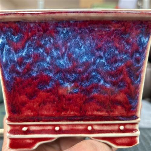 口径9.8高9.5cm钧瓷四方形花盆陶瓷文竹家用室内桌面绿植造景盆景