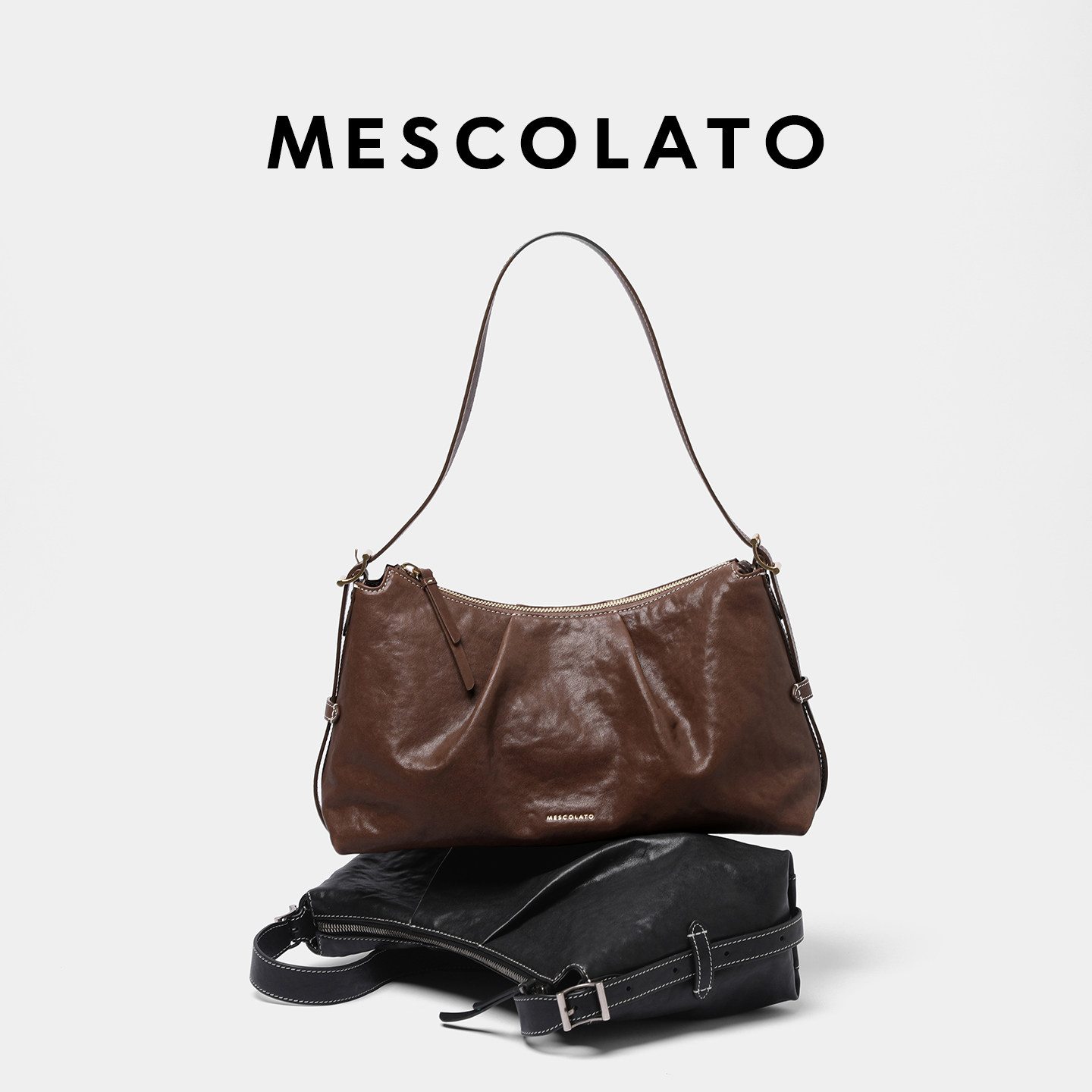 Mescolato觅系列hobo懒懒包手工植鞣皮大容量通勤女士单肩腋下包,箱包皮具/热销女包/男包,腋下包,淘宝优惠券,粉丝福利购,淘宝优惠卷