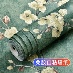 复古美式 乡村自粘无纺布壁纸3D立体田园宿舍卧室客厅电视背景墙纸