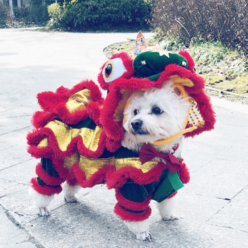 舞狮狗衣服宠物醒狮猫咪狗狗新年衣服舞狮秋冬装猫猫泰迪冬拜年服
