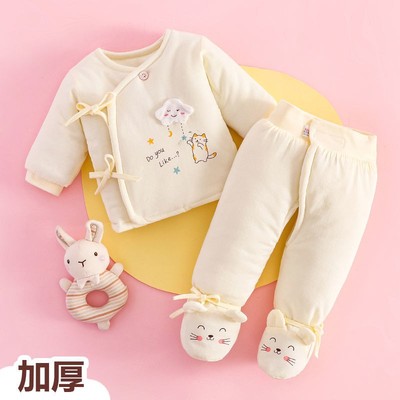 冬季新生婴儿衣服秋冬装和尚服初生宝宝冬款保暖分体棉服冬天套装
