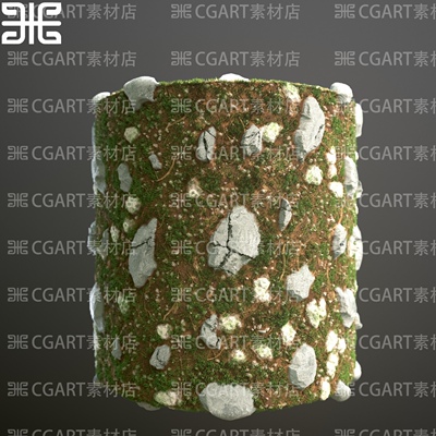 Substance Designer地面地形苔藓岩石碎石石块纹理sd材质球源文件