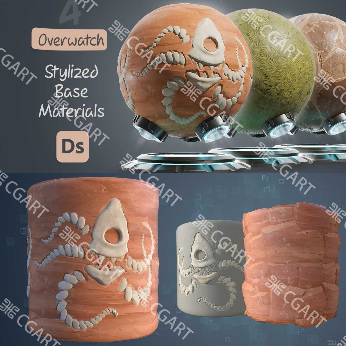 SD守望先锋木地板草丛碎石地面竹编草屋顶substance designer材质