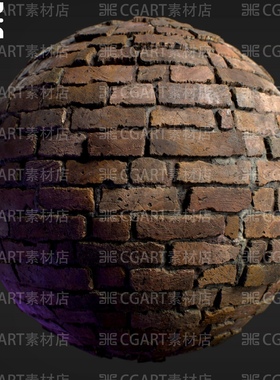 Substance Designer写实破损旧砖石砖墙砖水泥砌砖纹理sd材质球pt