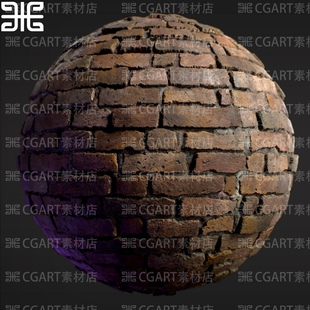 Substance Designer写实破损旧砖石砖墙砖水泥砌砖纹理sd材质球pt