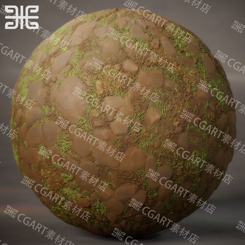 Substance Designer风格化地面岩石土壤小草纹理sd材质球sp材质球