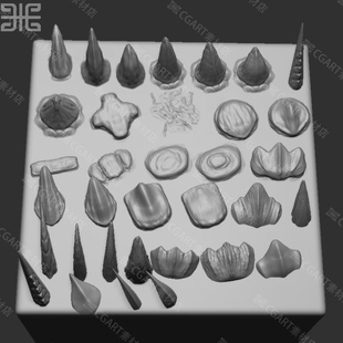 44种zbrush龙鳞笔刷龙皮肤龙角鳞片生物笔刷ZB雕刻笔刷2021.7版