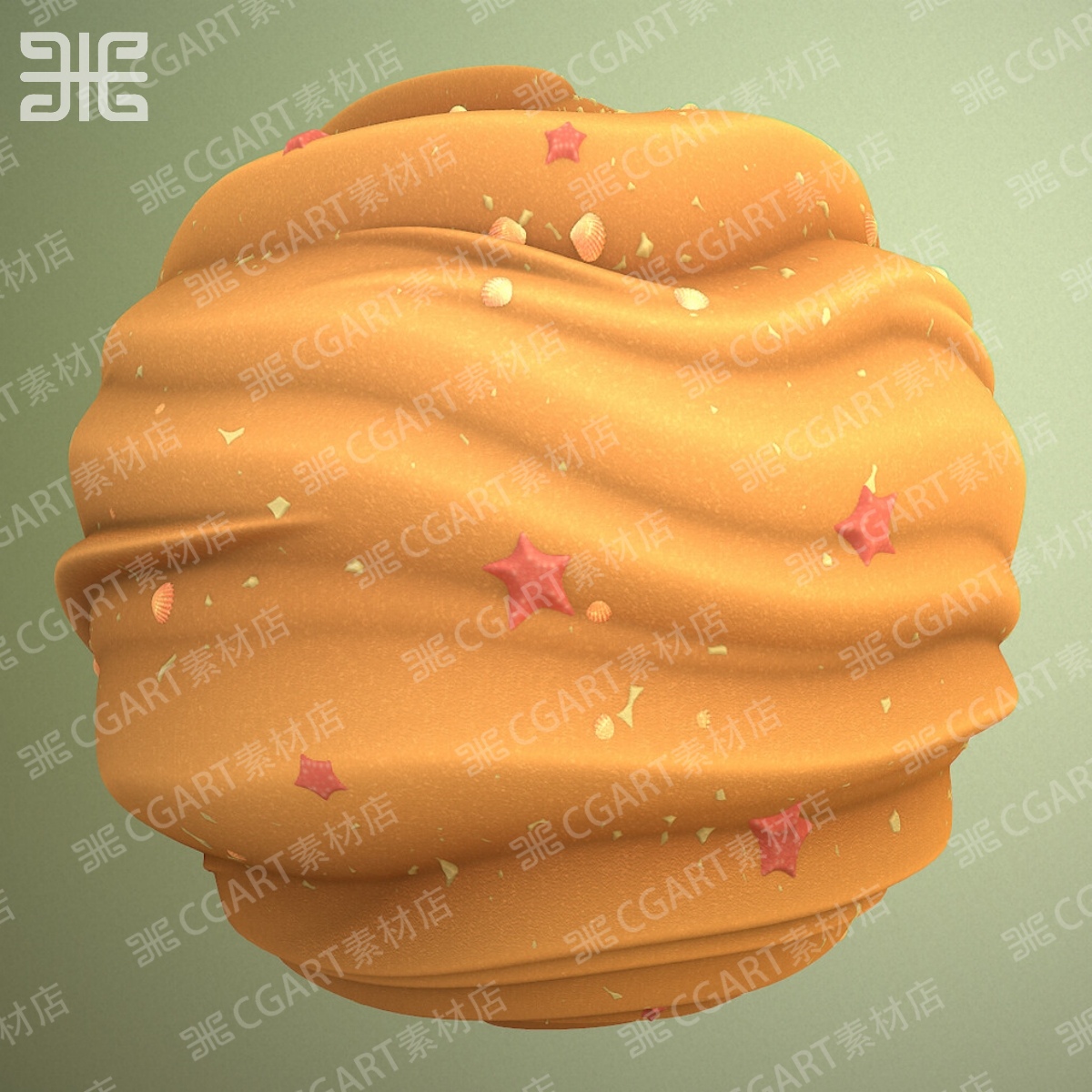 Substance Designer SD风格化沙子沙滩星星贝壳纹理SP卡通材质球