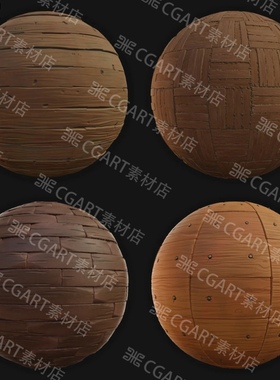 14种Substance Designer风格化木材板条木板材质球sd源文件sp材质