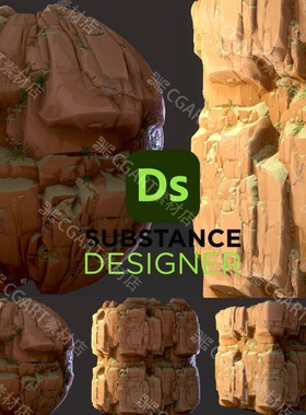 Substance Designer风格化小草岩石悬崖山脉山体SD材质及教程