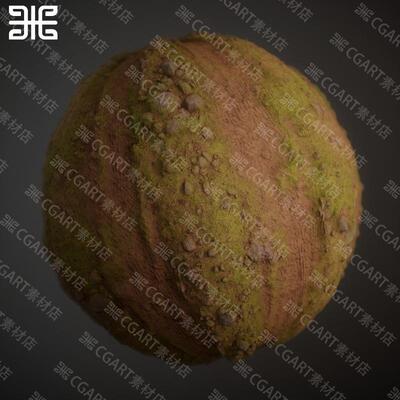 Substance Designer风格化泥泞地面苔藓土路碎石车轮道路SD材质球
