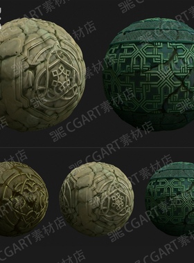 Substance Designer风格化古代建筑装饰花纹材质SD岩石花纹材质