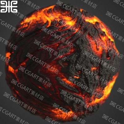 substance designer火山流动岩浆熔岩石纹理材质sd熔浆材质球sbs