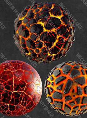 Substance Designer风格化火山岩浆熔岩裂纹纹理贴图SD材质SP材质