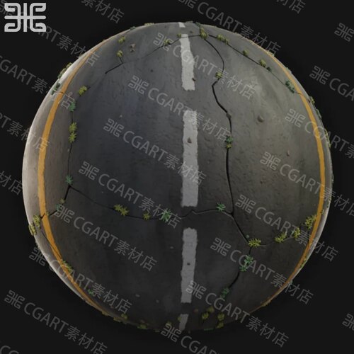 substance designer风格化地面裂纹公路裂开道路路面纹理SD材质球