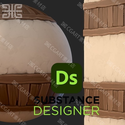Substance Designer风格化木栏木材板灰泥墙壁SD材质球及教程sbs
