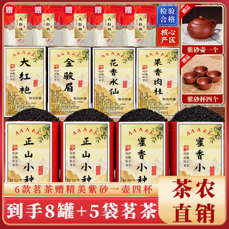 【8罐+5袋+茶具】2025新茶六大茗茶武夷山金骏眉红茶叶新茶浓香型