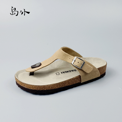 岛外DAOWAI勃肯凉拖鞋夹趾休闲平底外穿透气博肯软木人字拖鞋