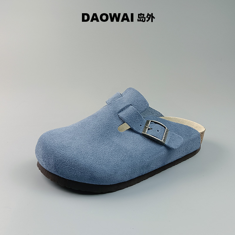 岛外DAOWAI勃肯鞋浅蓝包头鞋boston/London系列纯色牛反绒博肯鞋