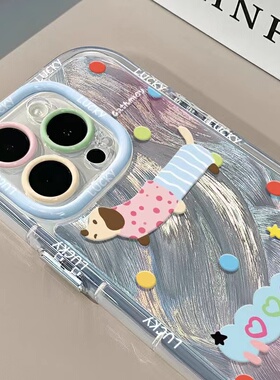 波点腊肠狗狗适用于VIVO iQOO13手机壳iqoo12/10/9/8/7保护套IQOOneo11/10pro+9/8/7SE新款Z9/z8女7z6/5X狐尾
