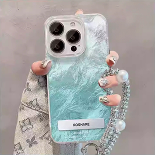 冰蓝渐变锡纸适用于红米k90promax手机壳note15pro+note14/12Turbo4新k80k70k60至尊保护套女13pro10XPRO羽纱