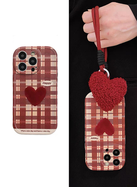 格纹爱心手链适用于华为nova15pro手机壳14/13/12/11Ultra女nova10/9se/8pro保护套nova5pro/6se创意4/3胖妹