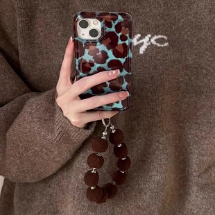 复古棕色豹纹适用于红米k90promax手机壳note15pro+note14/12Turbo4新k80k70k60至尊保护套女13pro10XPRO羽纱