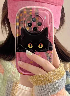 油画沙发黑猫适用于华为荣耀200/300/90pro/80pro手机壳70/60/50prox60/50iplay9t5女v40壳畅玩60/50plus肥皂
