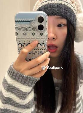 冬季小企鹅适用于oppoA6PRO手机壳A5A3pro/A2m保护套A97可爱a93创意a83a79全包A78女A52小众/A15S/a11X透明