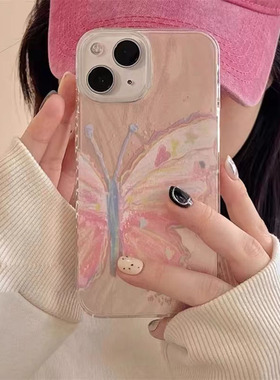 韩系彩色蝴蝶适用于oppo A6pro/A5手机壳A3A2x/1/a96创意A2m女a11x/sA93/78保护套A58x/a35/a32/A9x全包羽纱