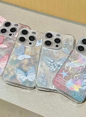 闪粉渐变蝴蝶适用于oppo A6pro/A5手机壳A3A2x/1/a96创意A2m女a11x/sA93/78保护套A58x/a35/a32/A9x全包羽纱