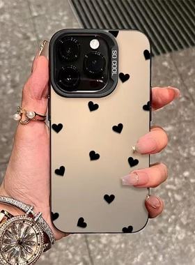满屏黑色爱心适用于OPPOReno14手机壳13PRO+保护套reno12/10PRO+/9/8/7/6/5女koppofindx8/x7x6x5prox3元气