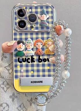 蓝格立体人物适用于苹果17PROMAX手机壳iphone15/16硅胶13pm/14/11PRO软壳xr/XsMax防摔7/8Plus女MINI新视窗