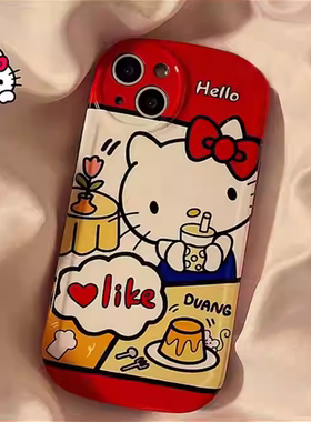 卡通红色小猫适用iQOO15/13手机壳z10turbopro硅胶11软NEO11保护套Z9/Z8X新款iqoo10女Neo9/8/7防摔6VIVO直边