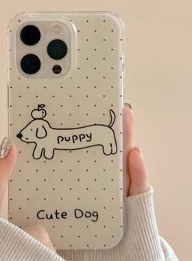 波点腊肠狗适用于oppoA6PRO手机壳A5A3pro/A2m保护套A97可爱a93创意a83a79全包A78女A52小众/A15S/a11X透明